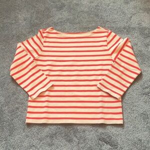 Red and Cream Striped Long Sleeve Top
